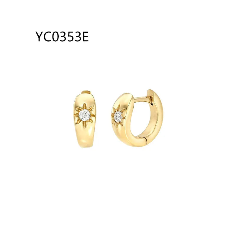 Trendy Dainty Unique Moissanite Studs & Hoop Earrings | 18K Gold Plated S925 Sterling Silver