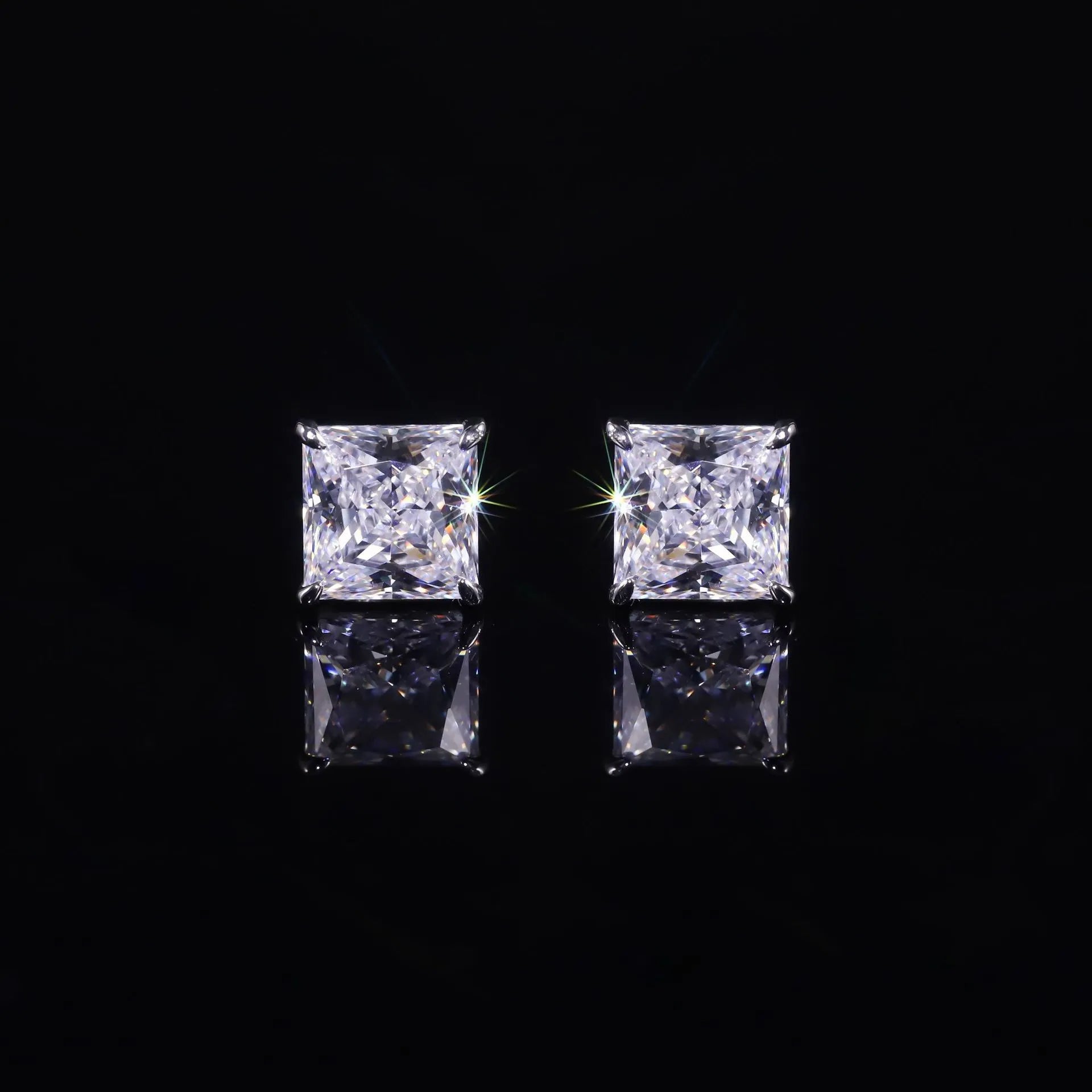 Eagle Claw Series Lab Diamond Stud Earrings, S925 Gold Plated Silver 4 Prong 0.5CT 1CT Studs