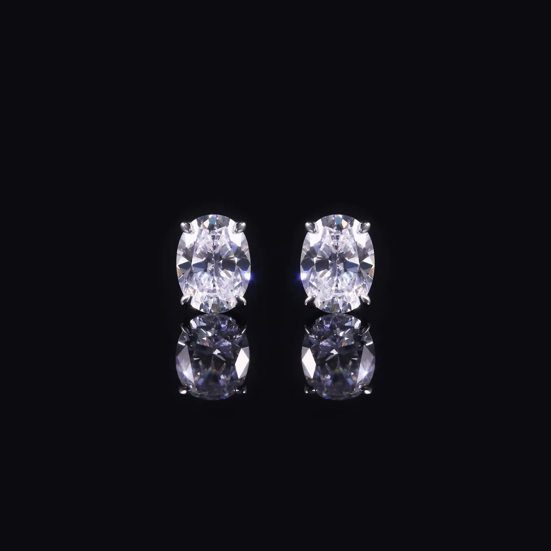Eagle Claw Series Lab Diamond Stud Earrings, S925 Gold Plated Silver 4 Prong 0.5CT 1CT Studs