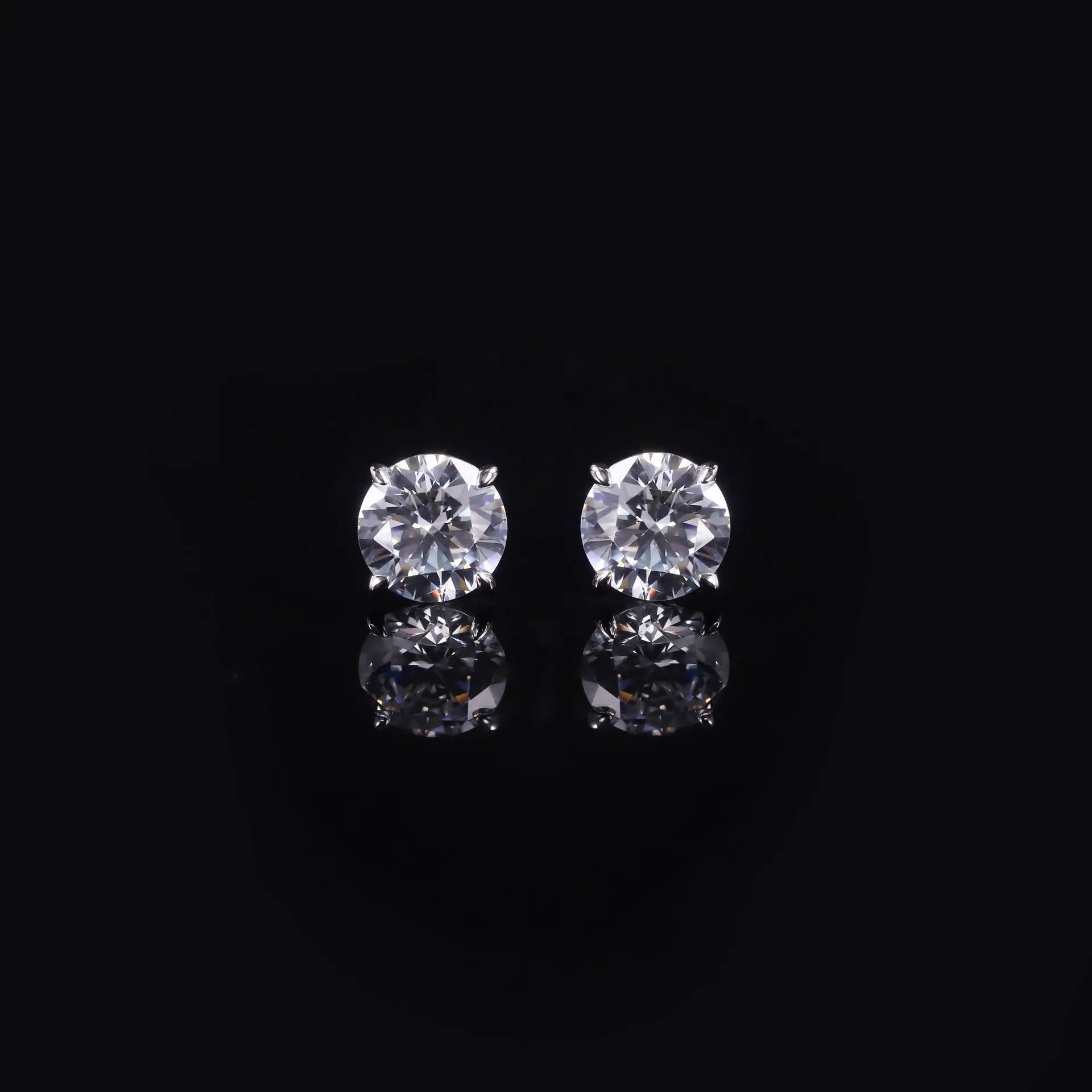 Eagle Claw Series Lab Diamond Stud Earrings, S925 Gold Plated Silver 4 Prong 0.5CT 1CT Studs