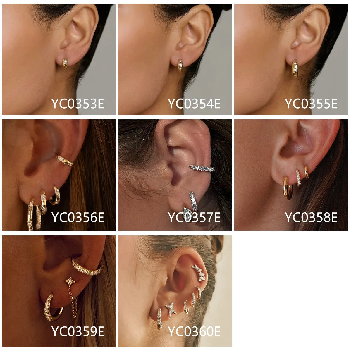 Trendy Dainty Unique Moissanite Studs & Hoop Earrings | 18K Gold Plated S925 Sterling Silver