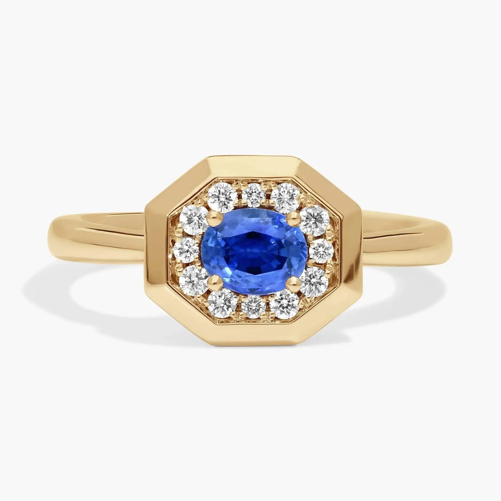 High-End Lab Grown Sapphire Ring| 1CT Gemstone S925 Sterling Silver 18K Gold Plated Gold Tone Women Jewelry