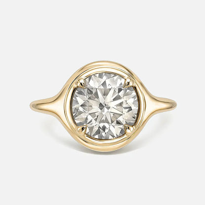 Bestseller 1~2CT Bezel Set Moissanite Wedding Ring, 18K Gold Plated S925 Silver