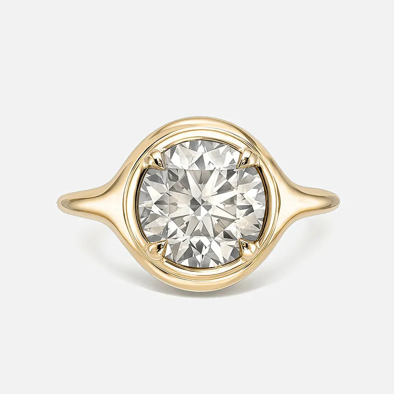 Bestseller 1~2CT Bezel Set Moissanite Wedding Ring, 18K Gold Plated S925 Silver