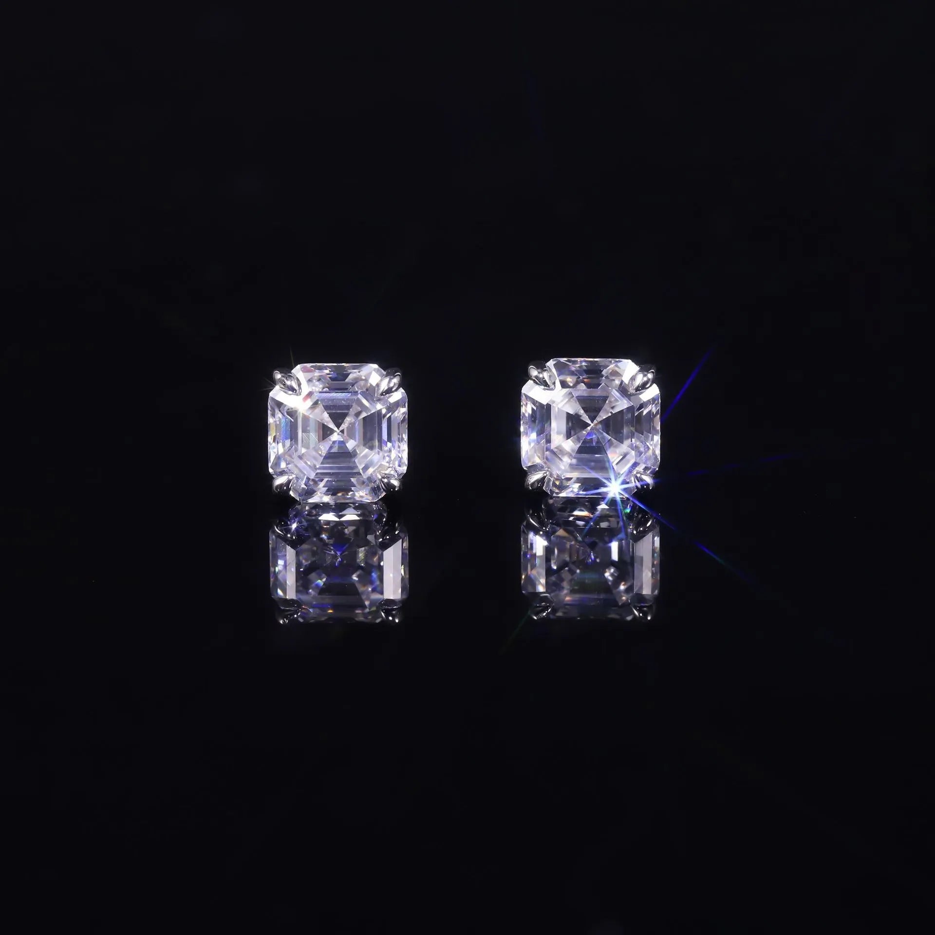 Eagle Claw Series Lab Diamond Stud Earrings, S925 Gold Plated Silver 4 Prong 0.5CT 1CT Studs