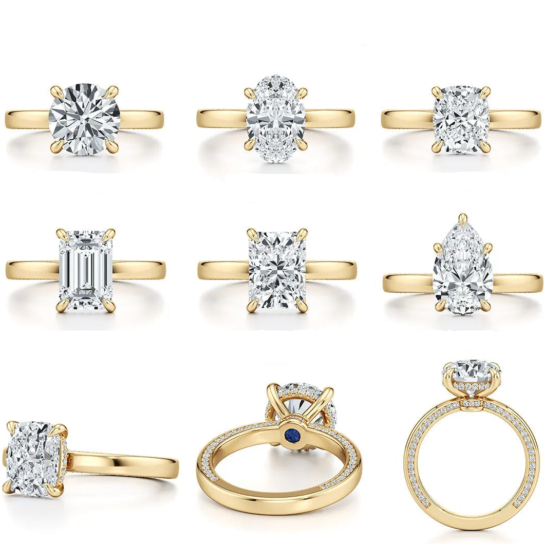 2~3CT 4-Prong Light Luxury Ring|18K Gold Plated S925 Silver Moissanite & Lab Sapphire Engagement Ring