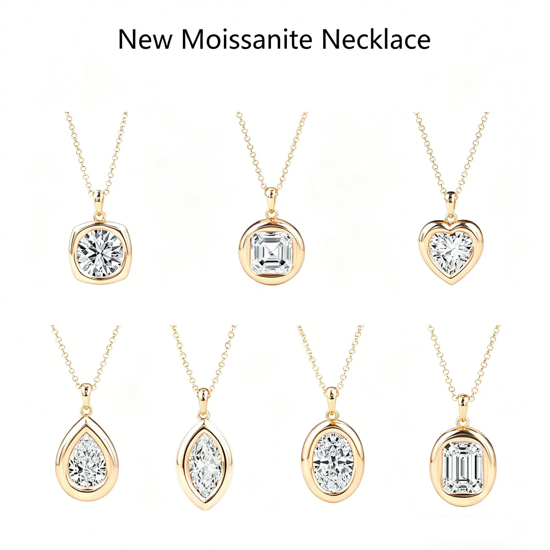 Bezel Set 4CT Moissanite Pendant Necklace S925 Silver