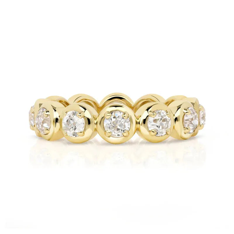 0.1CT Full Pave Bezel Set Moissanite Stackable Band Ring | 18K Gold Plated S925 Sterling Silver