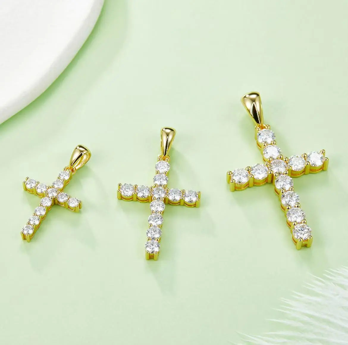 Classic Cross Necklace - S925 Silver Pendant with Moissanite Diamond
