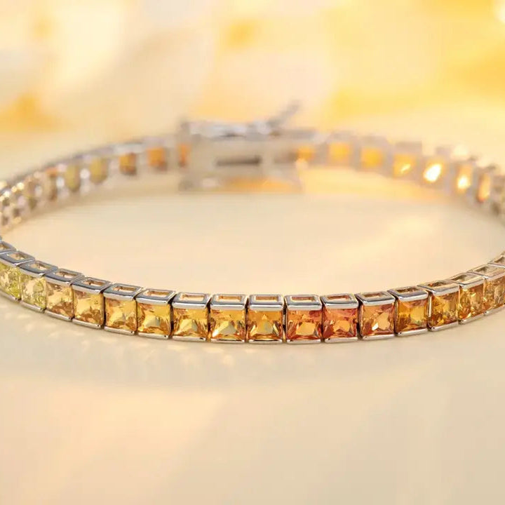 S925 Silver Yellow&Orange Nurturing Colored Blue Treasure Bracelet