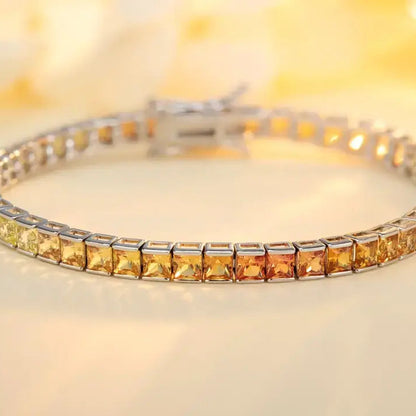 S925 Silver Yellow&Orange Nurturing Colored Blue Treasure Bracelet