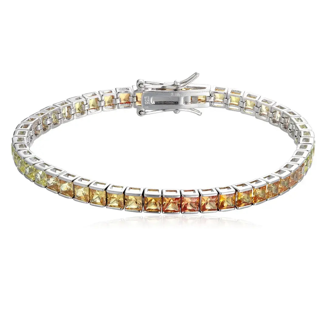 S925 Silver Yellow&Orange Nurturing Colored Blue Treasure Bracelet