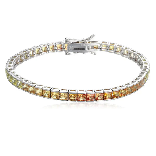 S925 Silver Yellow&Orange Nurturing Colored Blue Treasure Bracelet