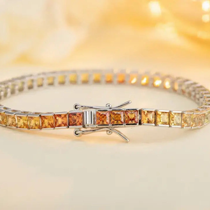 S925 Silver Yellow&Orange Nurturing Colored Blue Treasure Bracelet