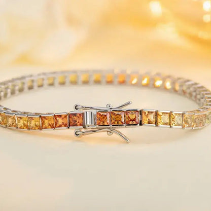 S925 Silver Yellow&Orange Nurturing Colored Blue Treasure Bracelet