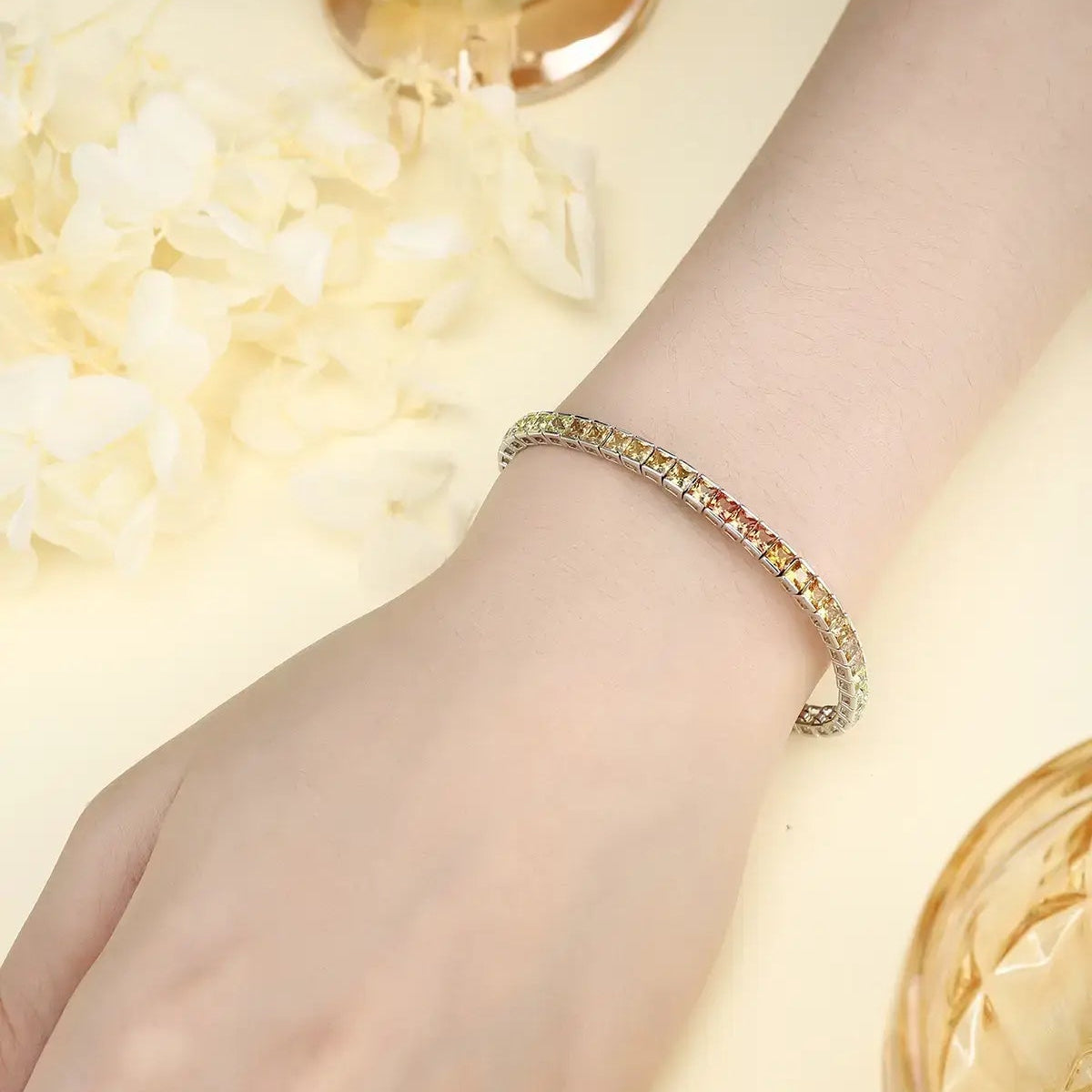 S925 Silver Yellow&Orange Nurturing Colored Blue Treasure Bracelet