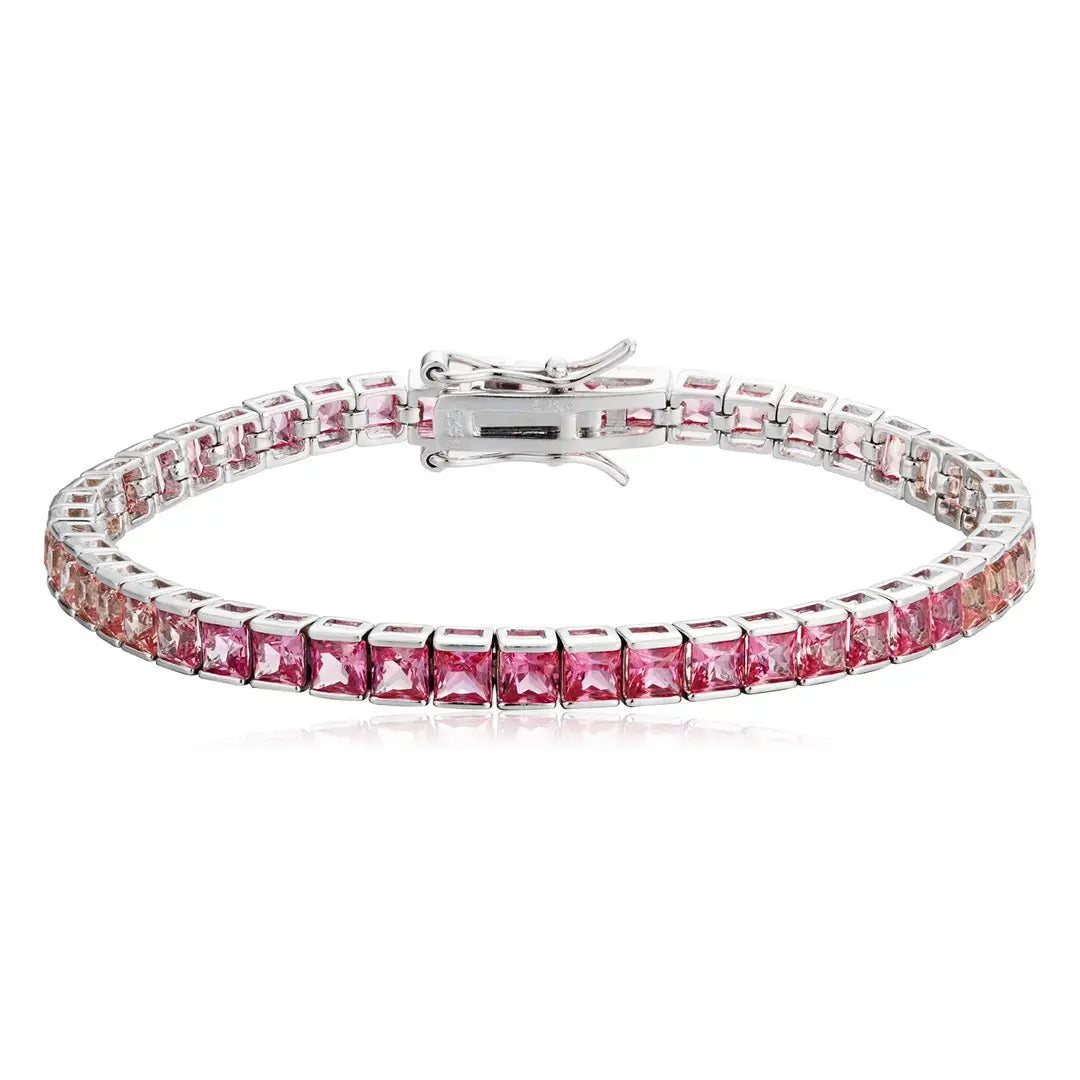 S925 Silver Red&Pink Cultivate Colored Blue Treasure Bracele