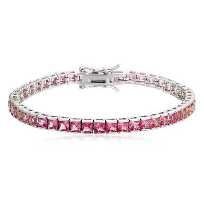 S925 Silver Red&Pink Cultivate Colored Blue Treasure Bracele