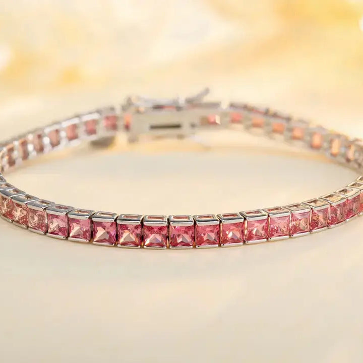 S925 Silver Red&Pink Cultivate Colored Blue Treasure Bracele