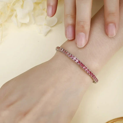 S925 Silver Red&Pink Cultivate Colored Blue Treasure Bracele