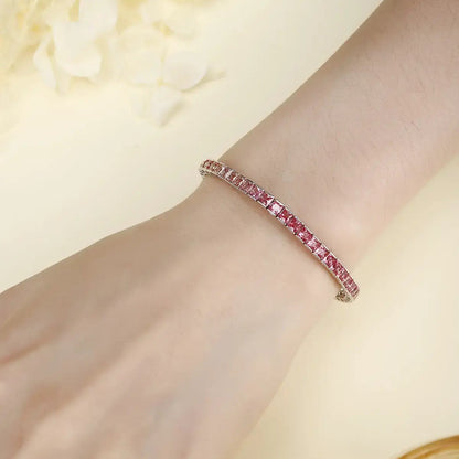 S925 Silver Red&Pink Cultivate Colored Blue Treasure Bracele