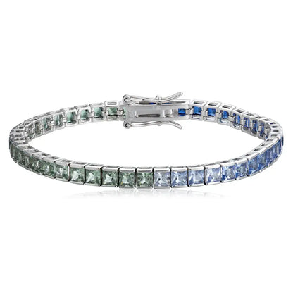 S925 Silver Blue&Green Cultivated Colored Blue Treasure Bracelet