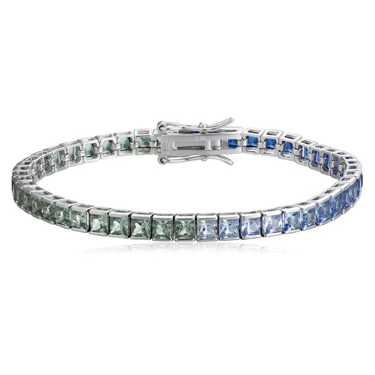 S925 Silver Blue&Green Cultivated Colored Blue Treasure Bracelet