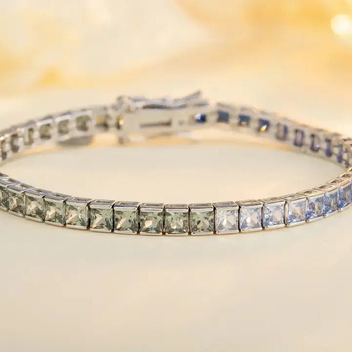 S925 Silver Blue&Green Cultivated Colored Blue Treasure Bracelet