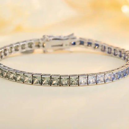 S925 Silver Blue&Green Cultivated Colored Blue Treasure Bracelet