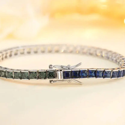S925 Silver Blue&Green Cultivated Colored Blue Treasure Bracelet