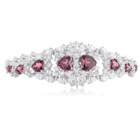 S925 Silver 8.06ct Natural Garnet Bracelet W JL128Y