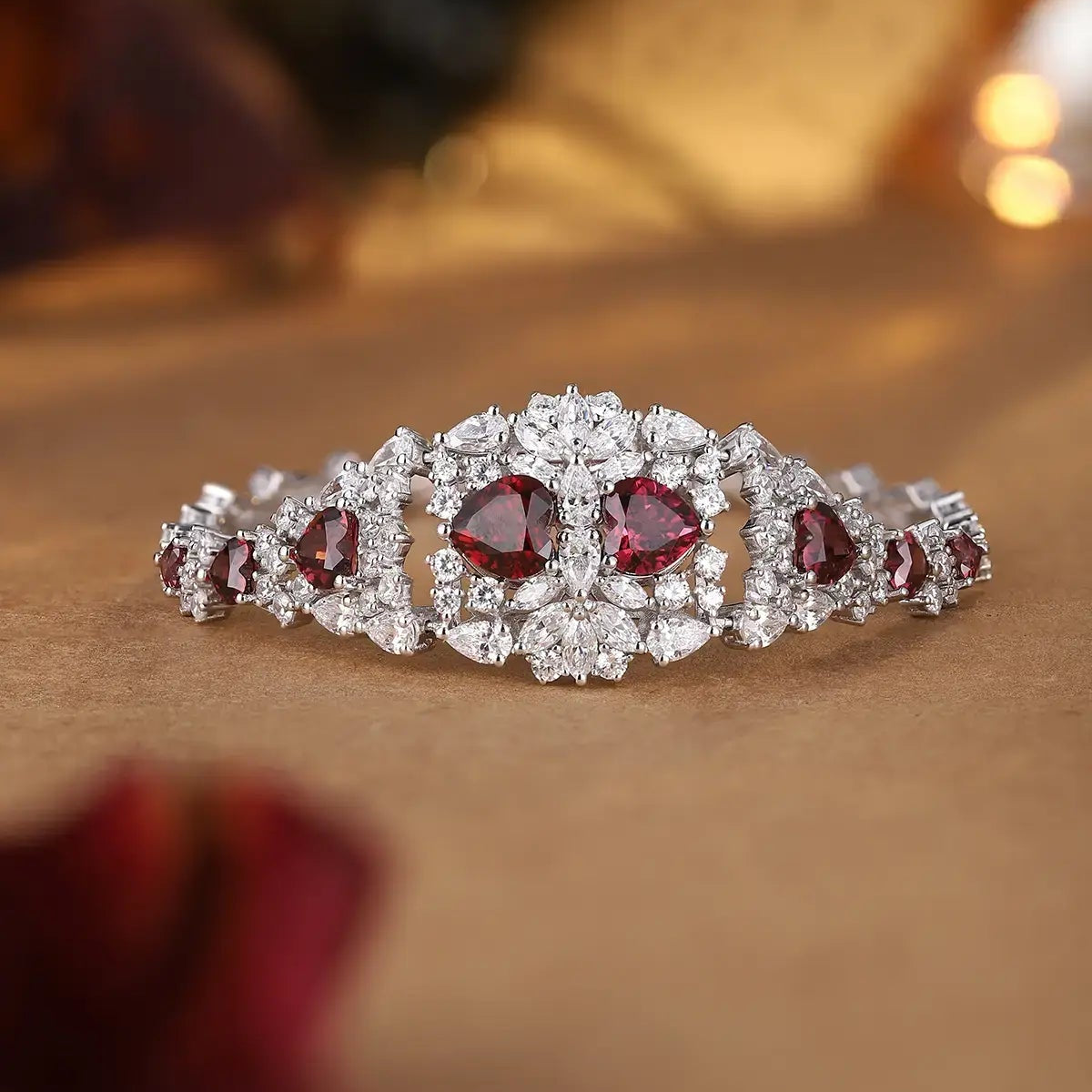 S925 Silver 8.06ct Natural Garnet Bracelet W JL128Y