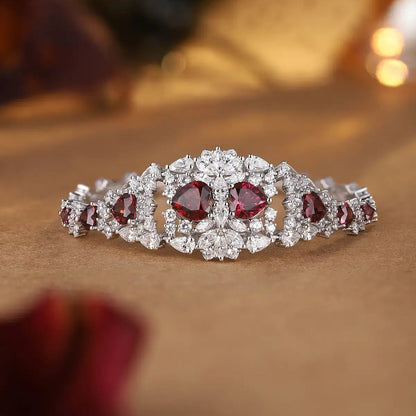 S925 Silver 8.06ct Natural Garnet Bracelet W JL128Y