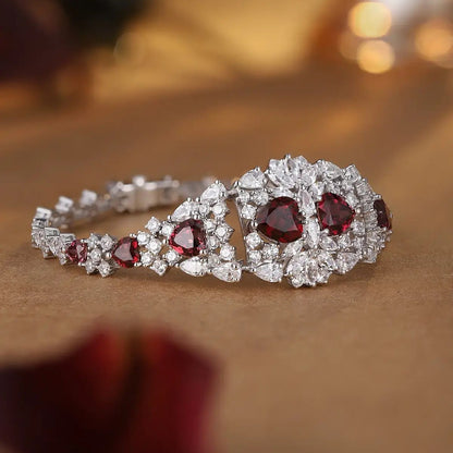 S925 Silver 8.06ct Natural Garnet Bracelet W JL128Y