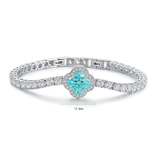 S925 Silver 3.9ct Lab Grown Paraiba Bracelet W JL185Y