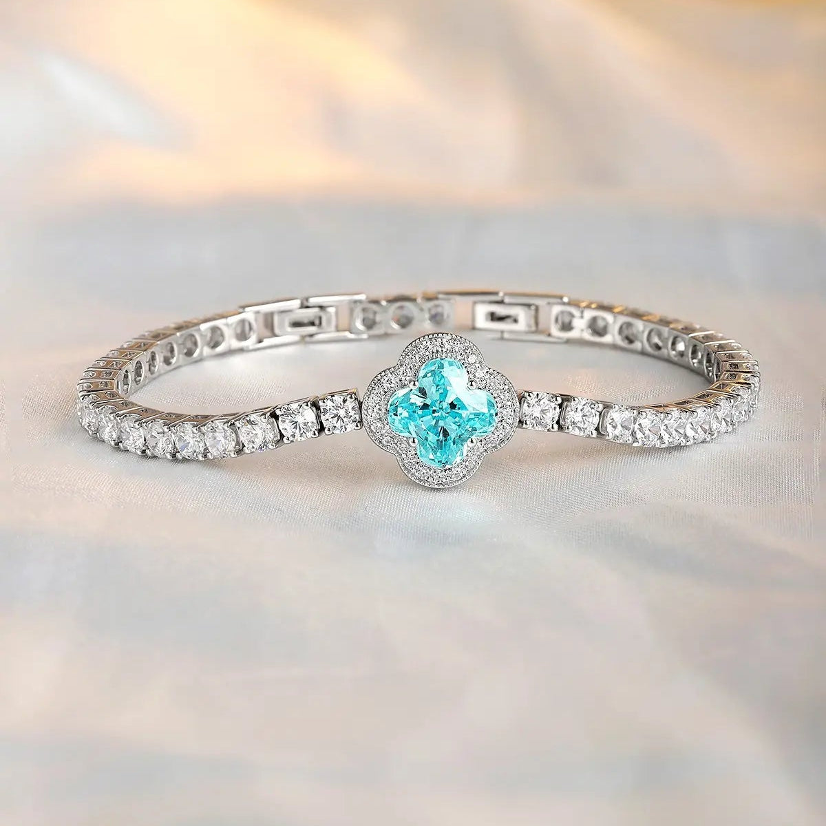 S925 Silver 3.9ct Lab Grown Paraiba Bracelet W JL185Y