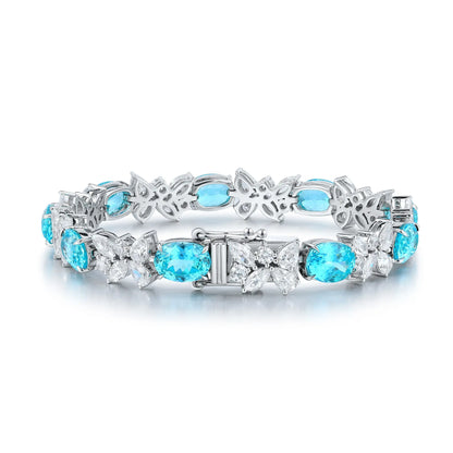 S925 Silver 20.7ct Lab Grown Paraiba Bracelet W JL107Y