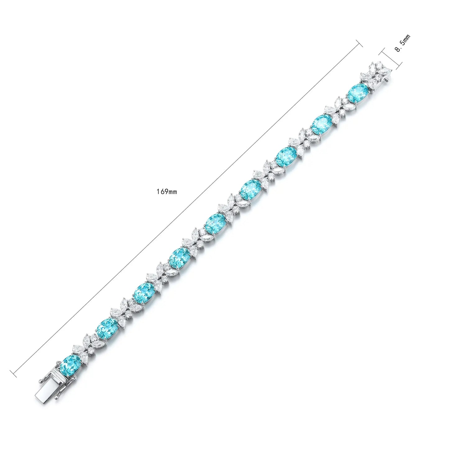 S925 Silver 20.7ct Lab Grown Paraiba Bracelet W JL107Y