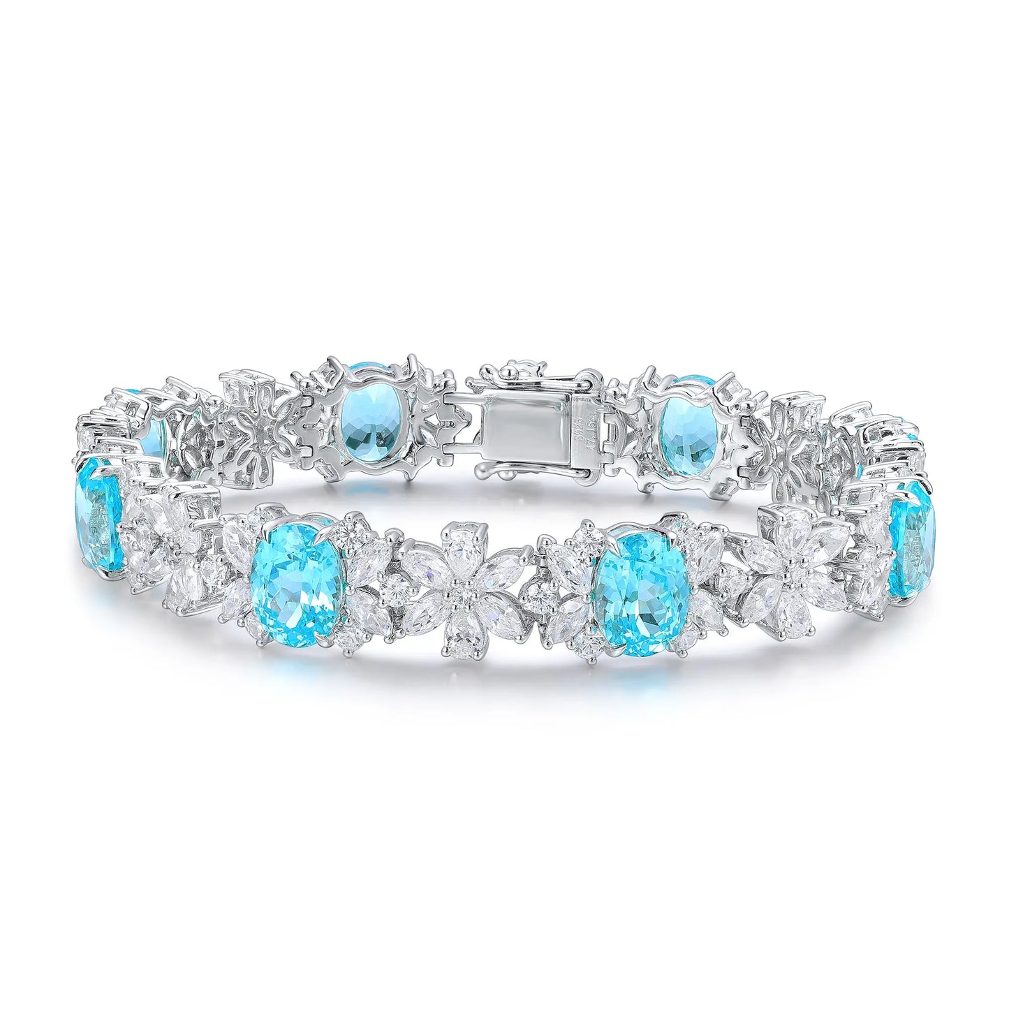 S925 Silver 15.79ct Lab Grown Paraiba Bracelet W JL109Y