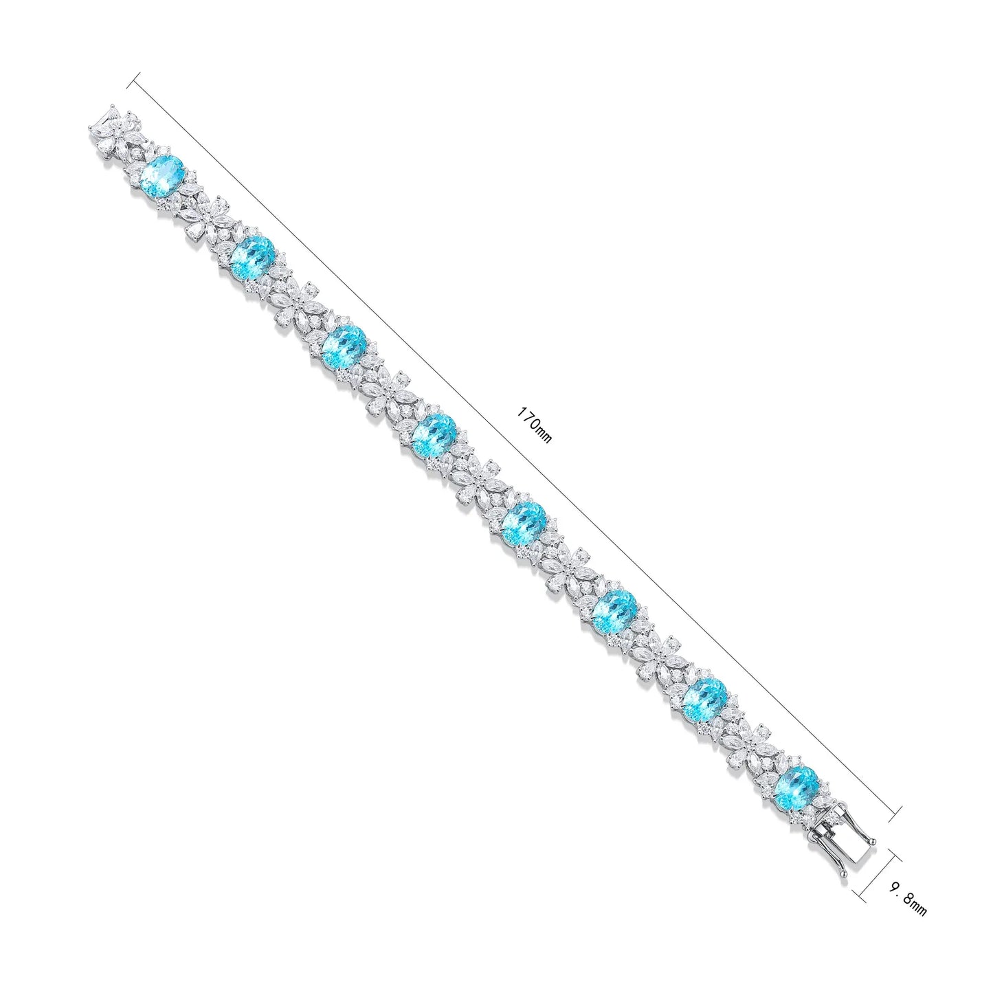 S925 Silver 15.79ct Lab Grown Paraiba Bracelet W JL109Y