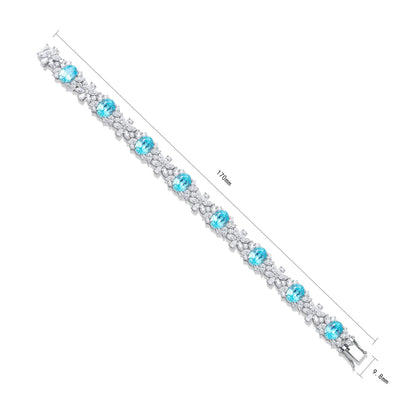 S925 Silver 15.79ct Lab Grown Paraiba Bracelet W JL109Y