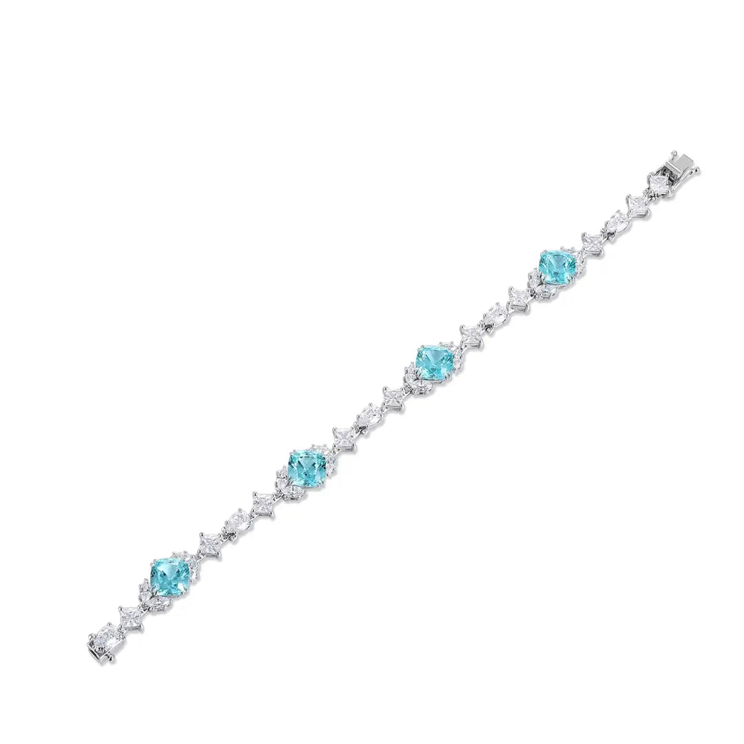 S925 Silver 15.87ct Lab Grown Paraiba Bracelet W JL124Y