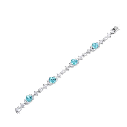 S925 Silver 15.87ct Lab Grown Paraiba Bracelet W JL124Y