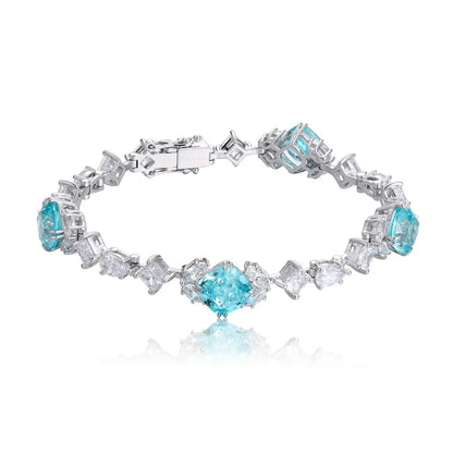 S925 Silver 15.87ct Lab Grown Paraiba Bracelet W JL124Y