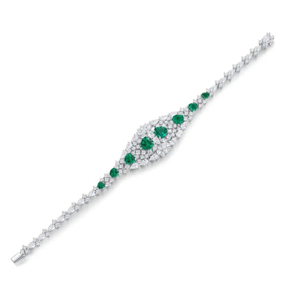 S925 Silver 5.32ct Lab Grown Emerald Bracelet W JSEGL128Y