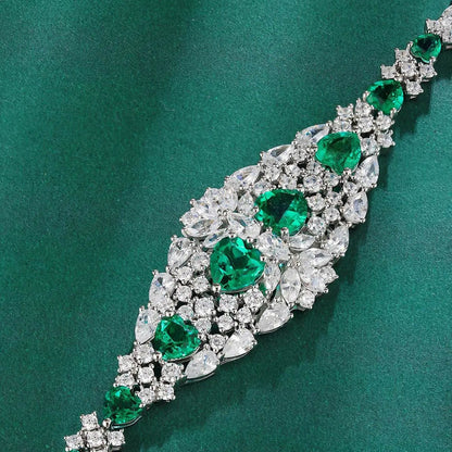 S925 Silver 5.32ct Lab Grown Emerald Bracelet W JSEGL128Y