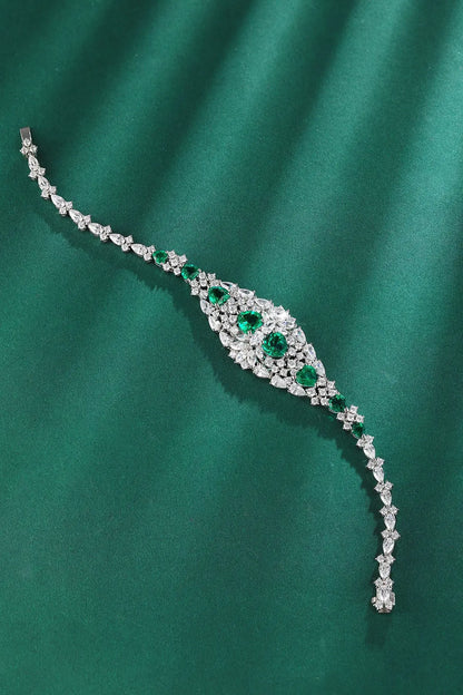 S925 Silver 5.32ct Lab Grown Emerald Bracelet W JSEGL128Y