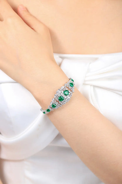 S925 Silver 5.32ct Lab Grown Emerald Bracelet W JSEGL128Y