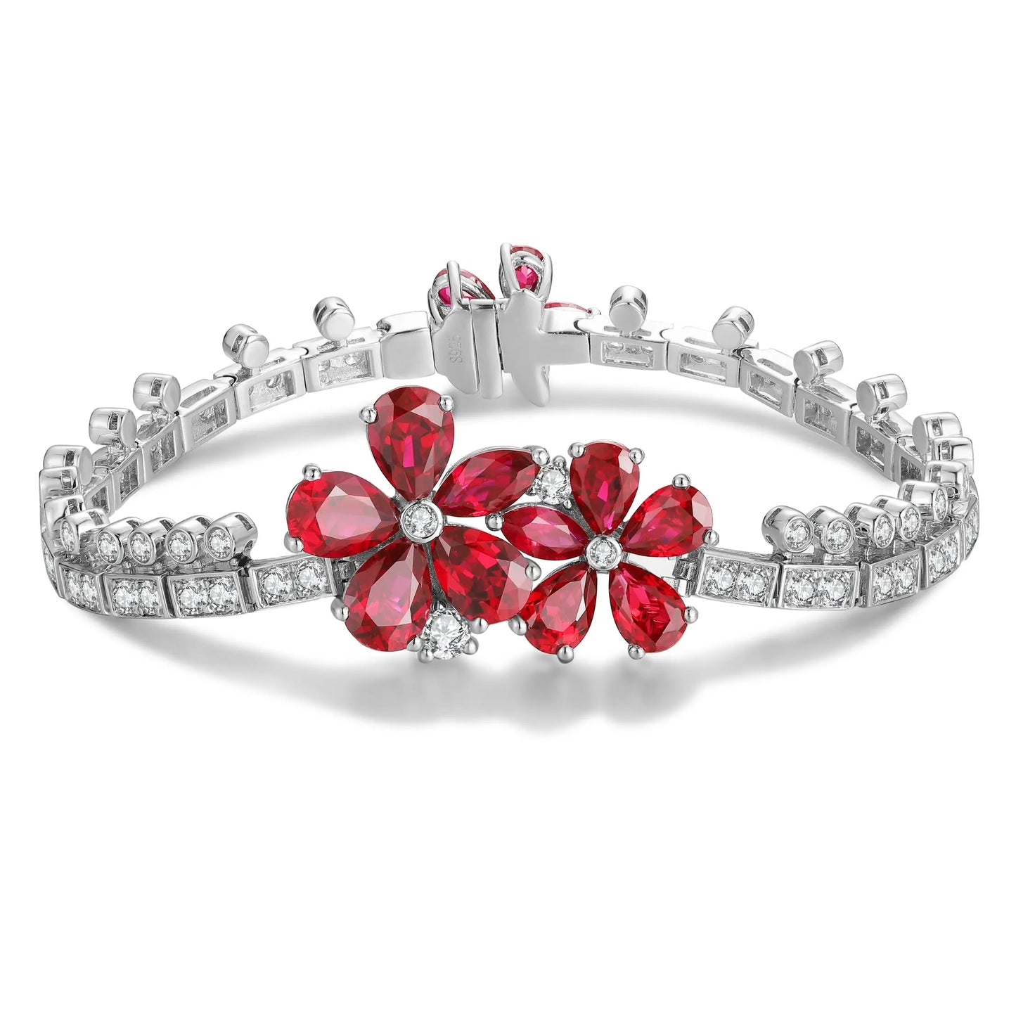 S925 Silver 8.6ct Lab Grown Ruby Treasure Bracelet W PRURL181Y