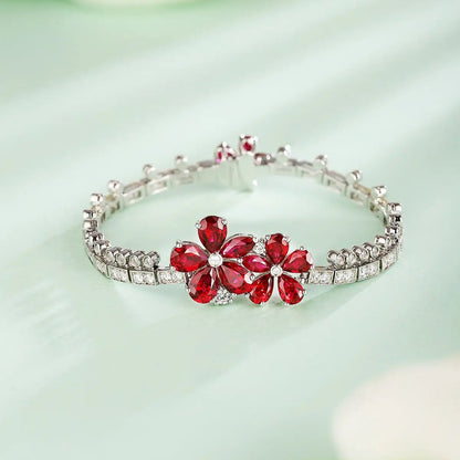 S925 Silver 8.6ct Lab Grown Ruby Treasure Bracelet W PRURL181Y